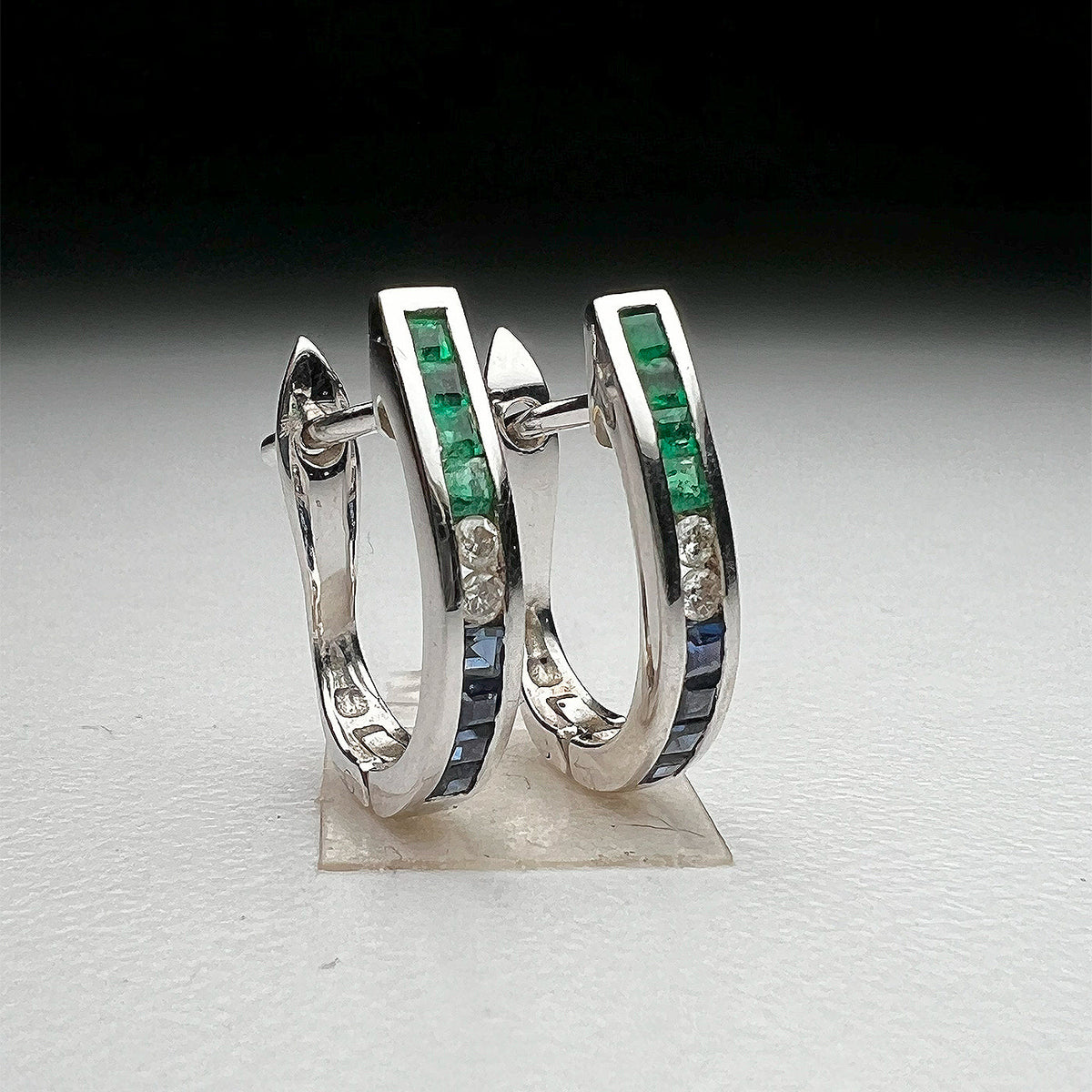 Natural Blue Sapphire and Tsavorite Earrings