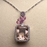 Natural Morganite 14.86 ct and Pink Sapphire 3.66 ct Pendant with Chain