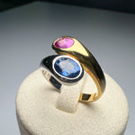 Natural Blue 1.00 ct and Pink 1.15 ct Sapphire Ring