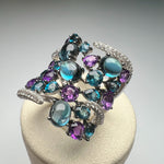 Natural Blue Topaz 6.044 ct and Amethyst 2.025 ct Ring