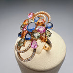 Natural Colored Sapphires 3.882 ct Ring