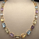 Natural Stones set in 18k yellow gold Muff Chain