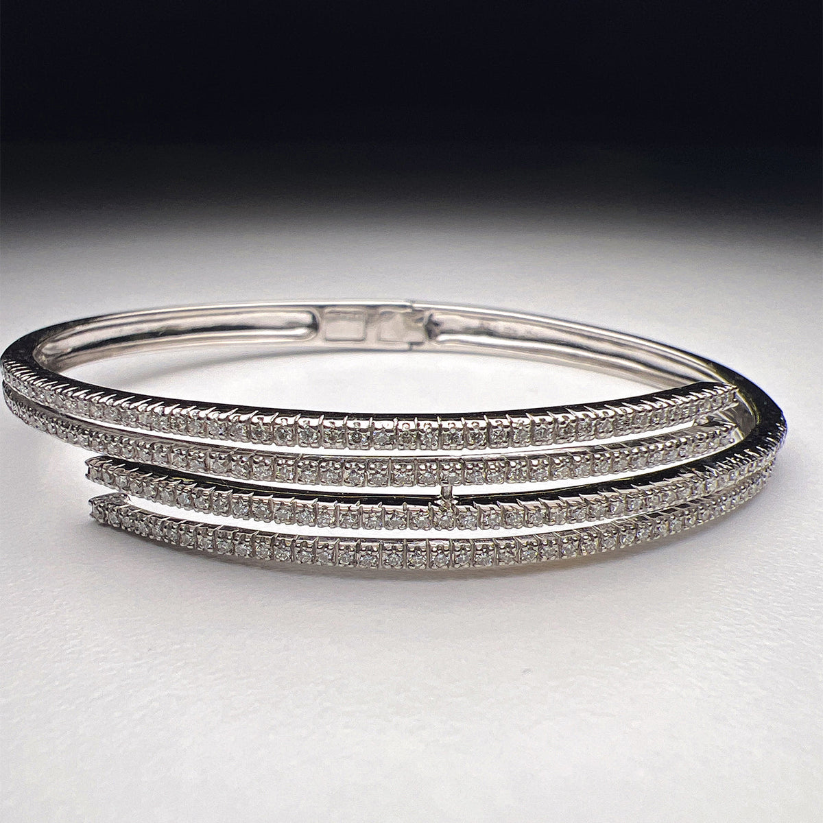 Natural Diamond Bangle - White Gold
